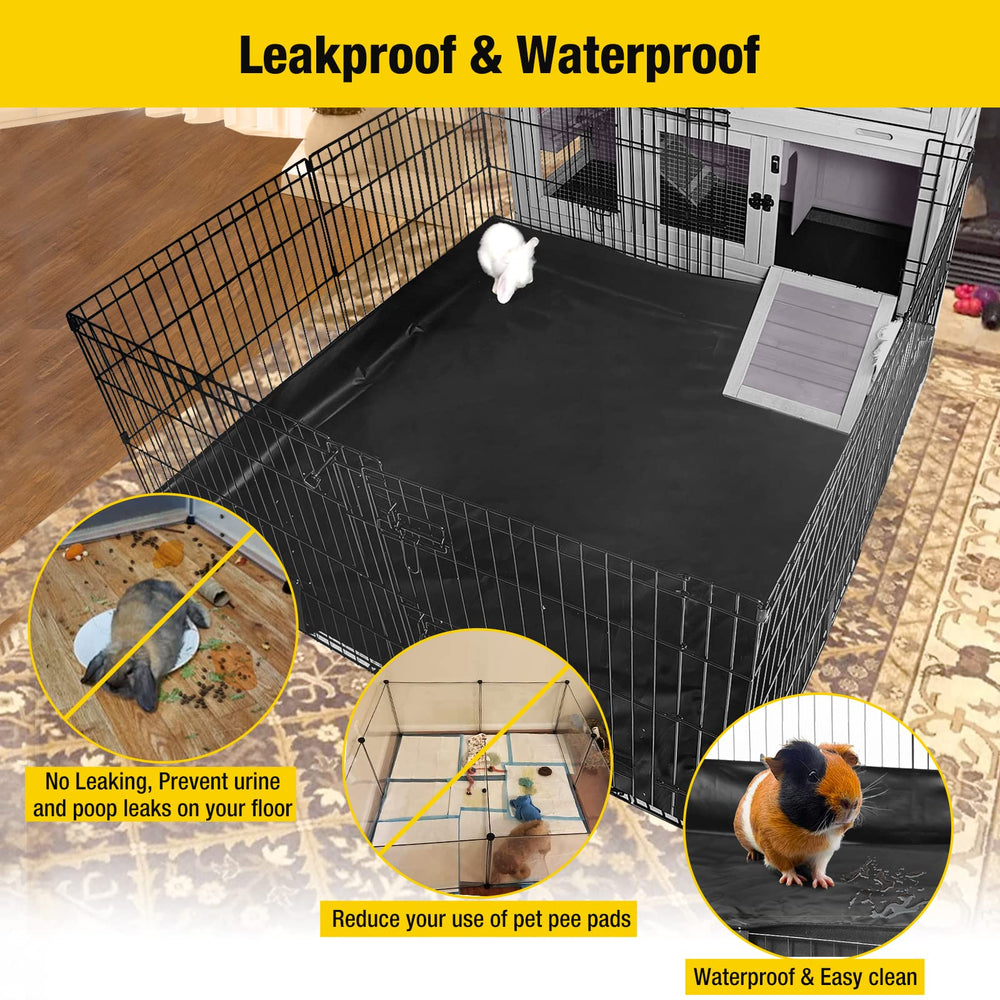 Aivituvin waterproof floor liner with raised sides helps keep bedding and droppings contained.