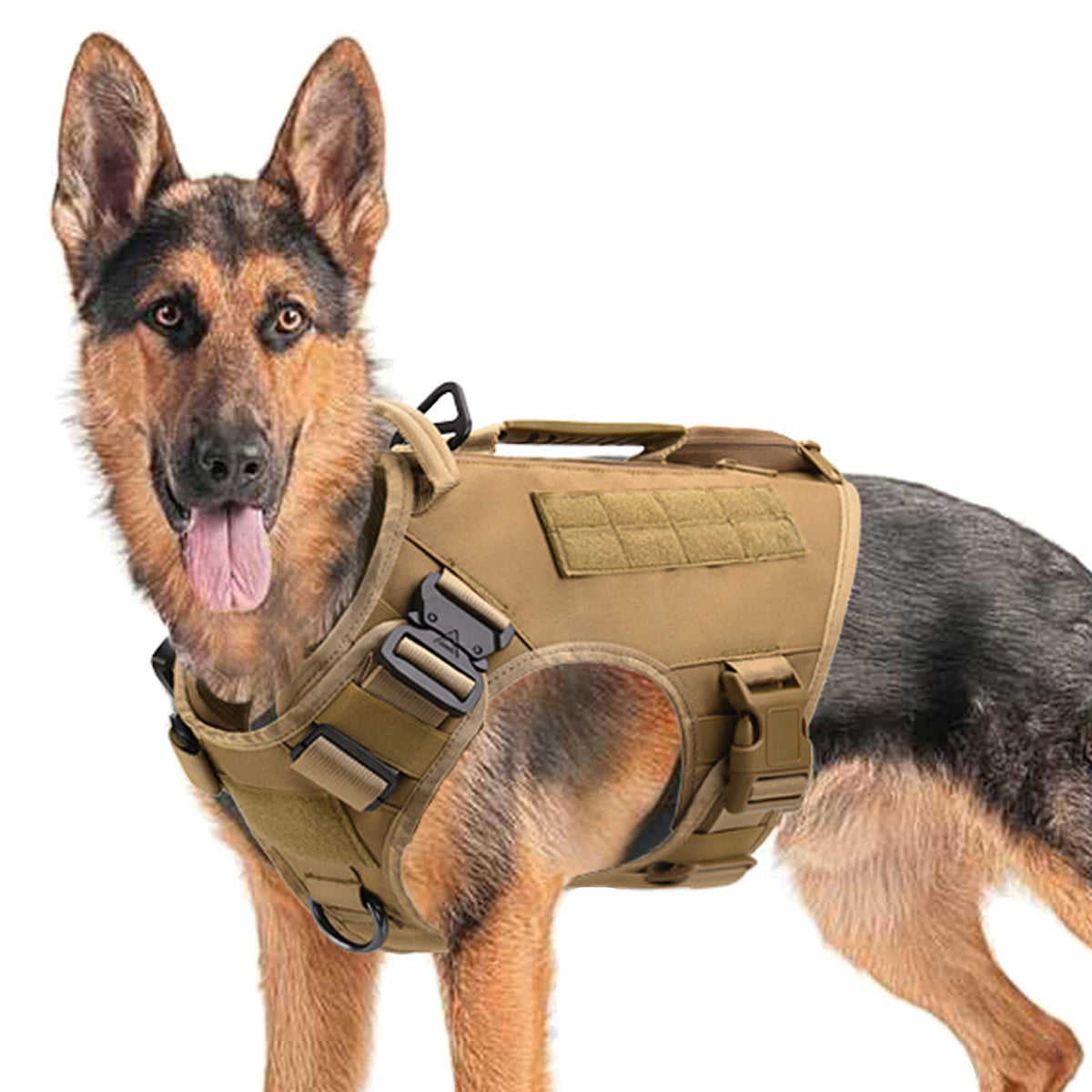 AIWAI tactical dog backpack harness side bags for large breeds with secure zip closures.