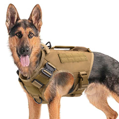AIWAI tactical dog backpack harness side bags for large breeds with secure zip closures.