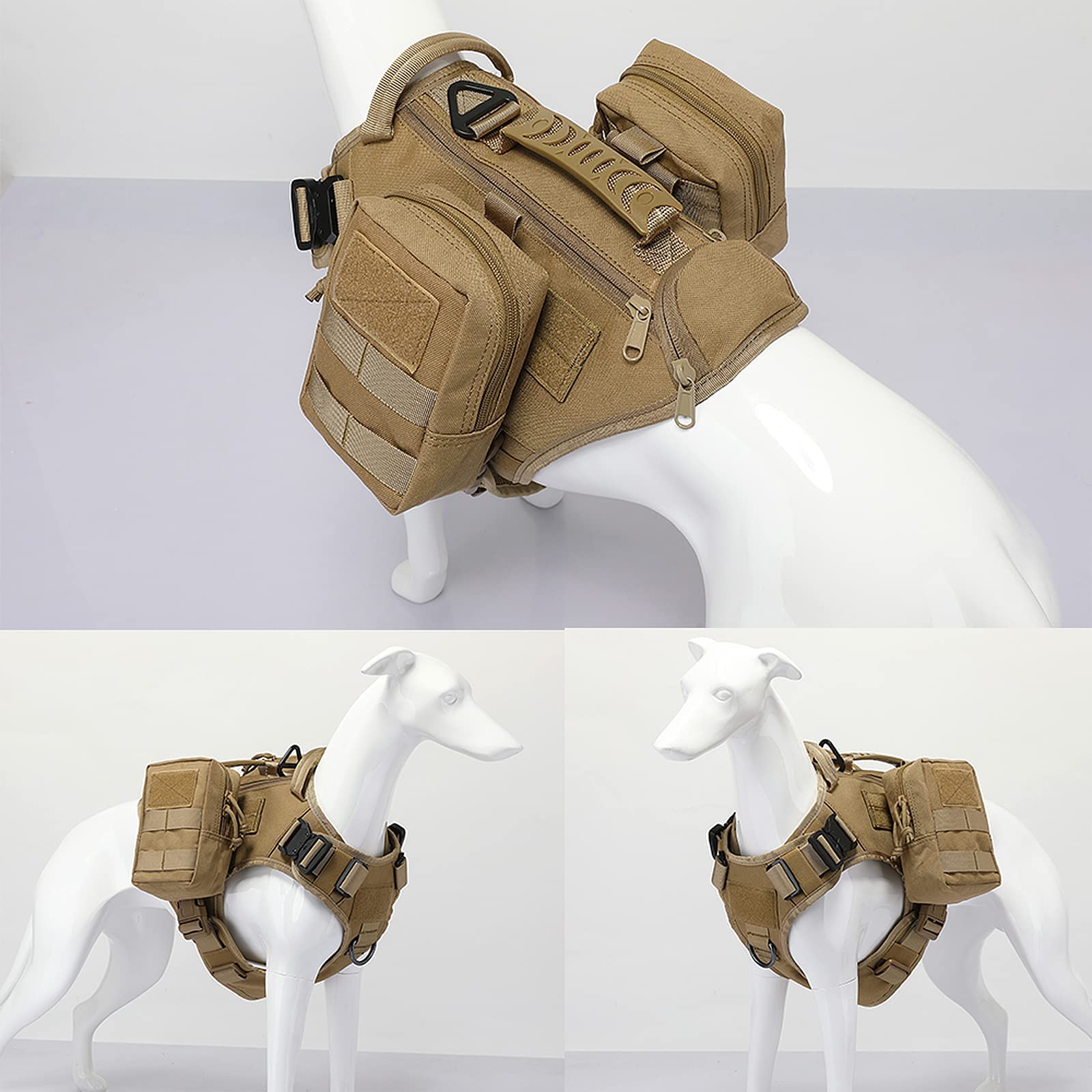 AIWAI Tactical Dog Backpack top handle shows easy control during car rides and training.