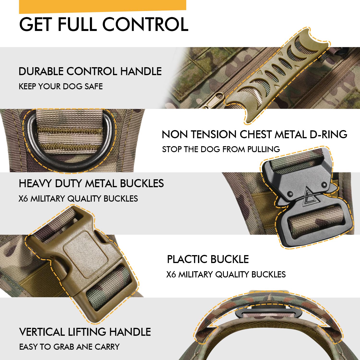 AIWAI Tactical Dog Harness top small bag holds keys or ID during training.