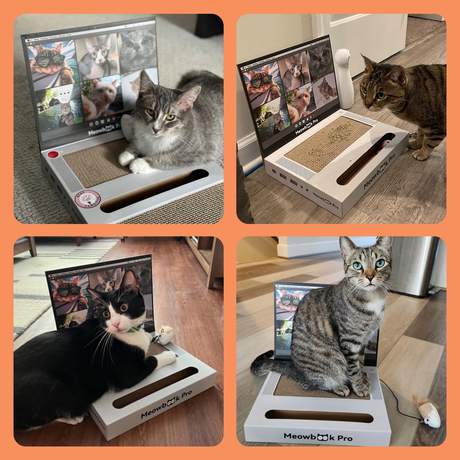 AIWEILUCK Cat Scratcher Laptop shows quick-fold setup for convenient placement.