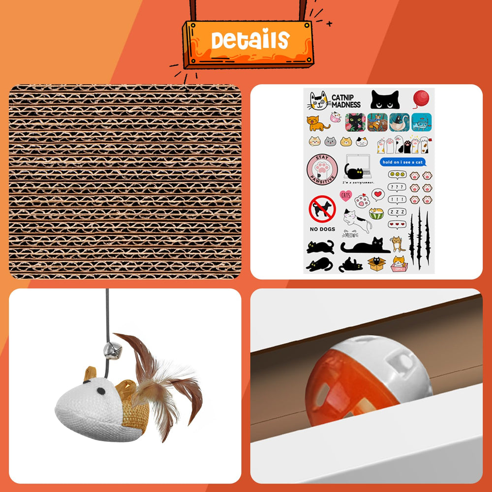 AIWEILUCK Cat Scratcher Laptop features jingling ball for sensory fun.