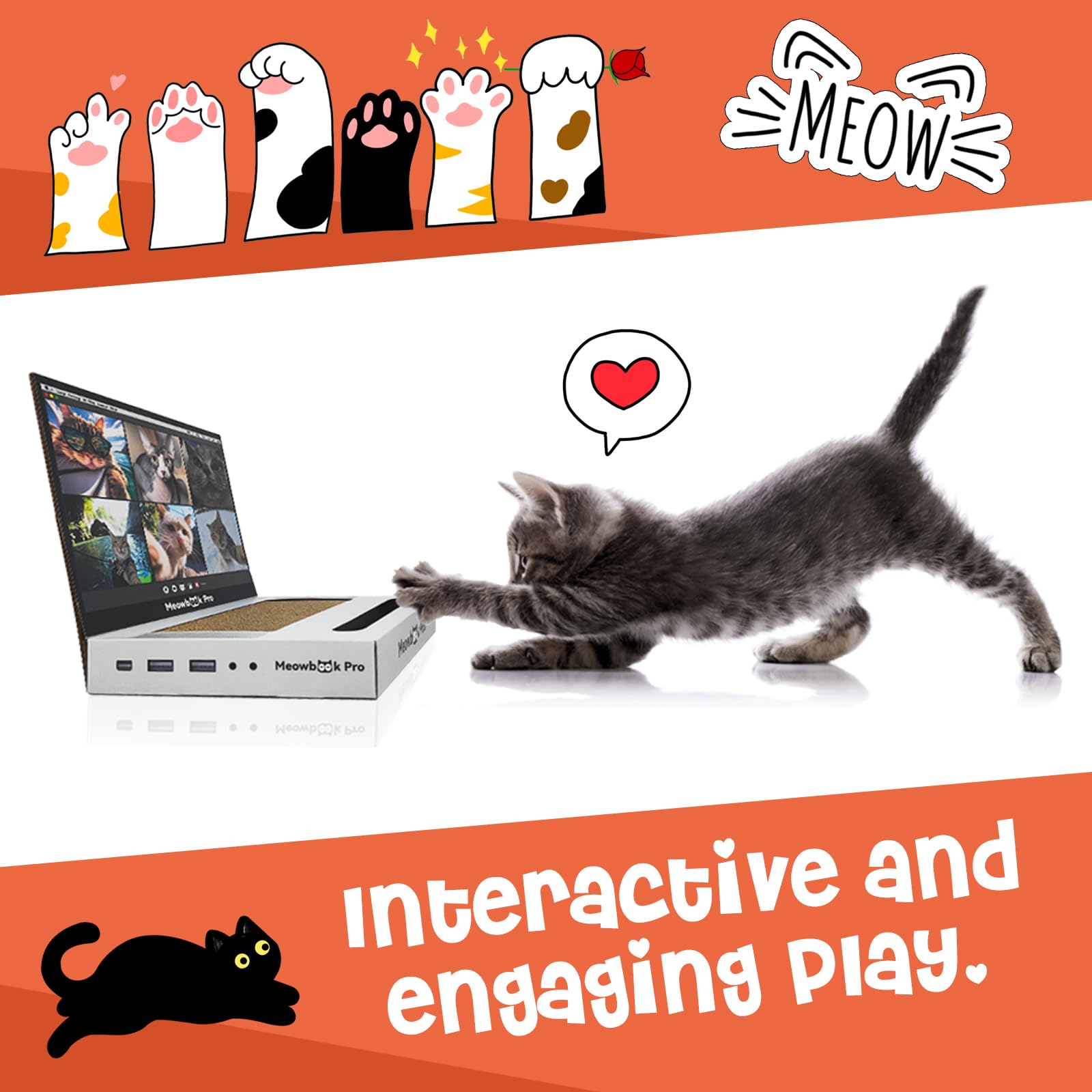 AIWEILUCK Cat Scratcher Laptop includes the mouse for interactive chase.