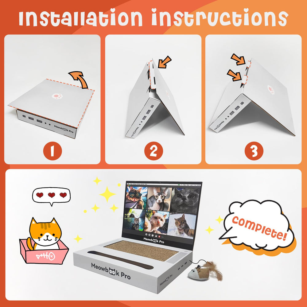AIWEILUCK Cat Scratcher Laptop comes with colorful sticker sheet for customization.