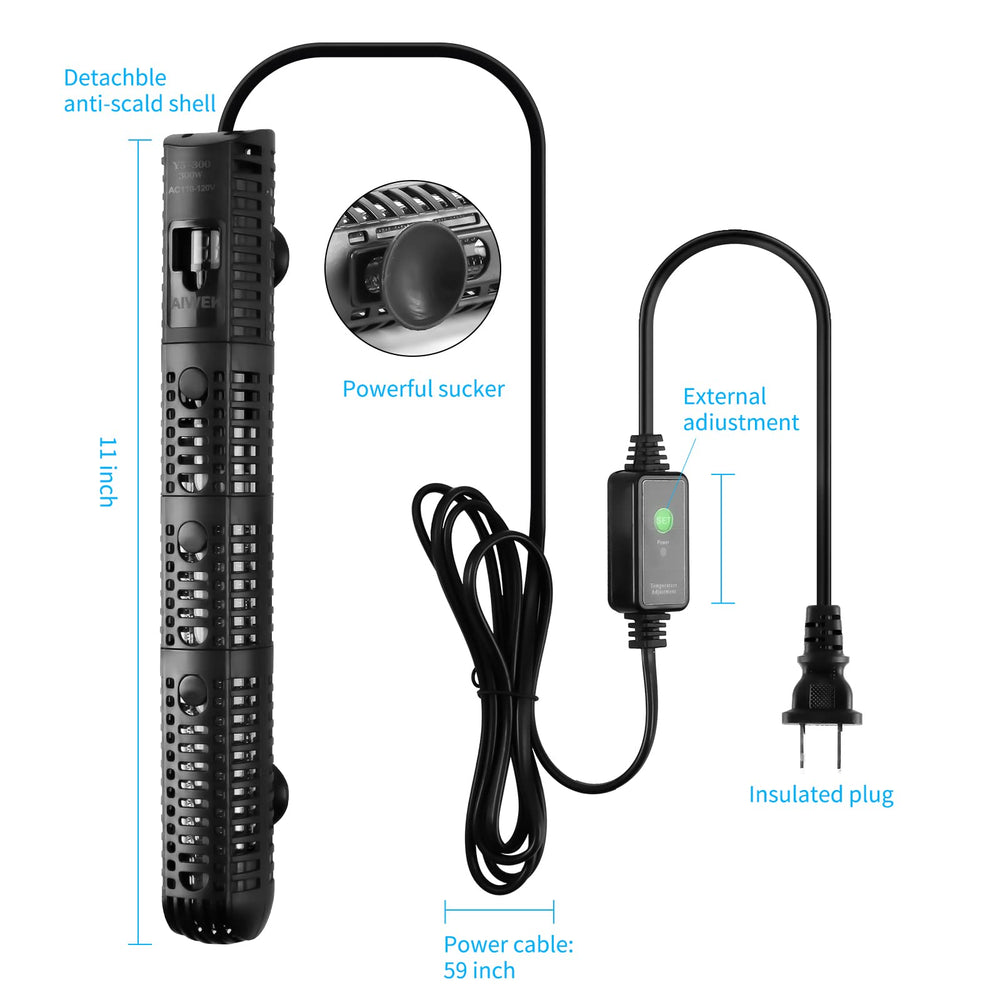 AIWEK aquarium heater 7 ft cable and external controller enable easy setup