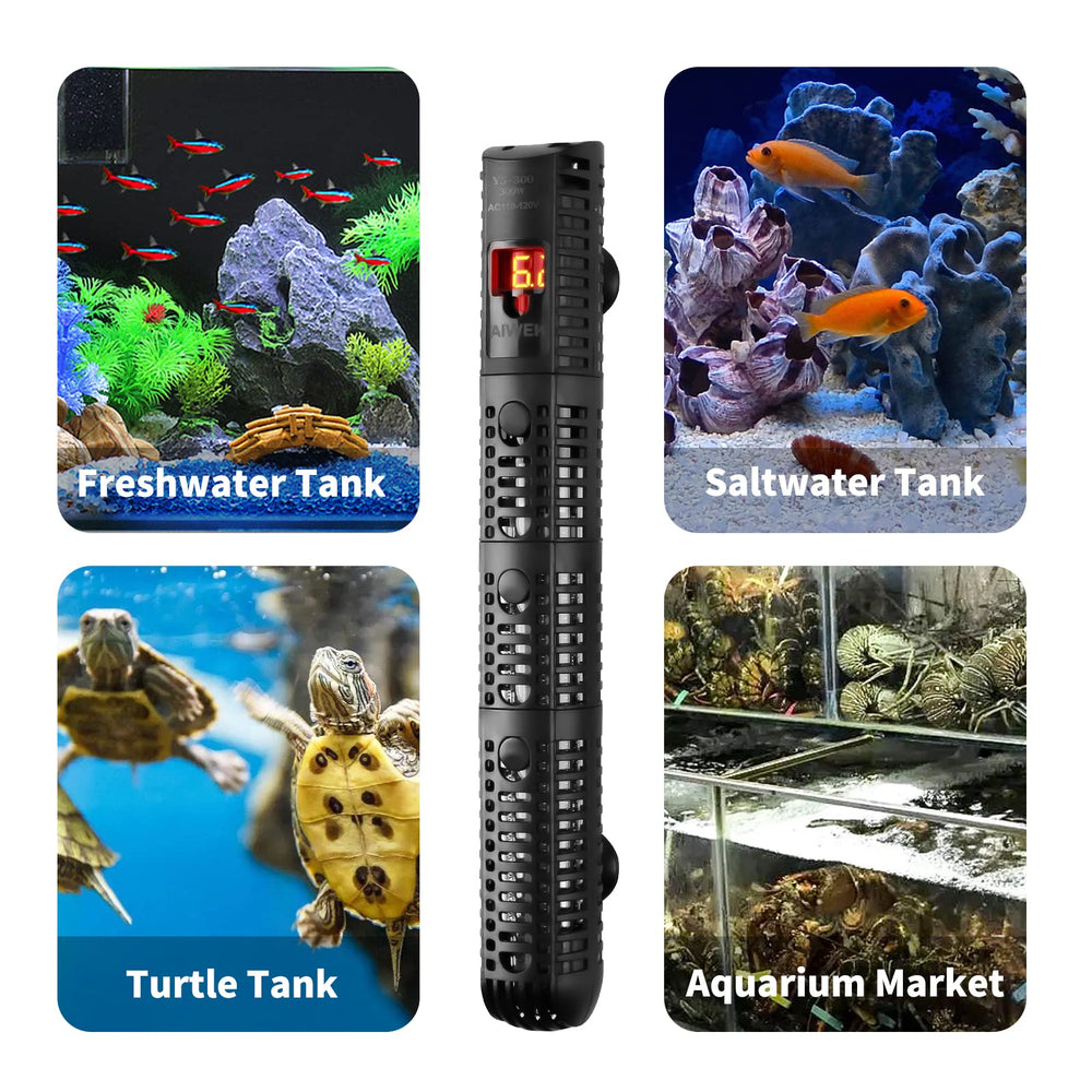 AIWEK aquarium heater comes with two suction cups for secure mounting in 20-60 gallon tanks
