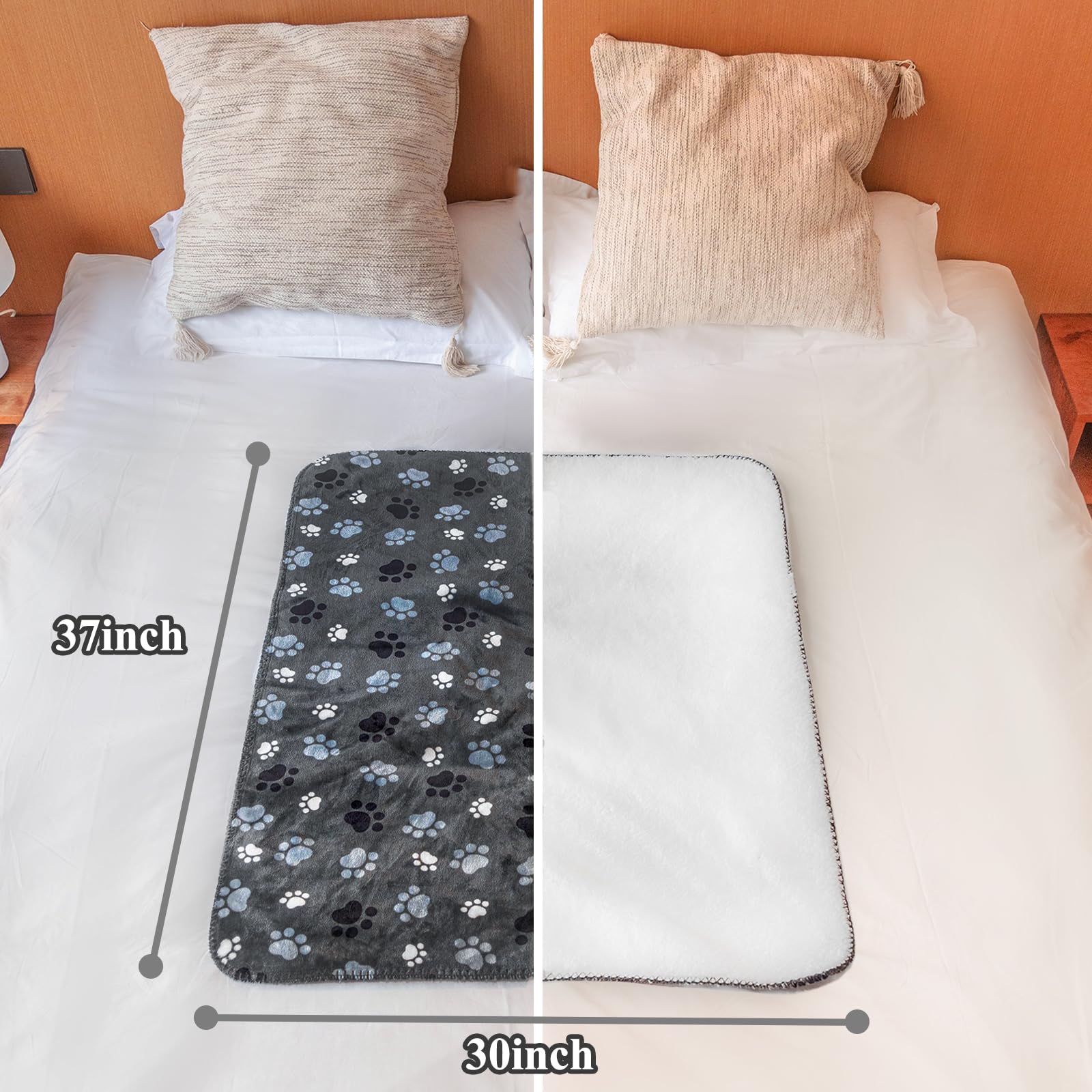 AIWEK dimensions 40x30 dog blanket in gray laid flat.
