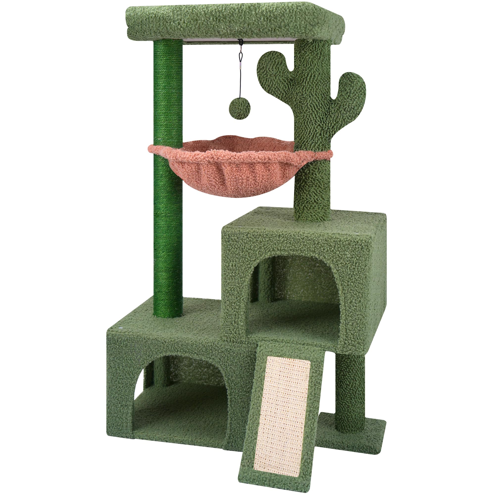 AIWIKIDE cactus cat tree tower front view showcases sturdy base and vertical play space
