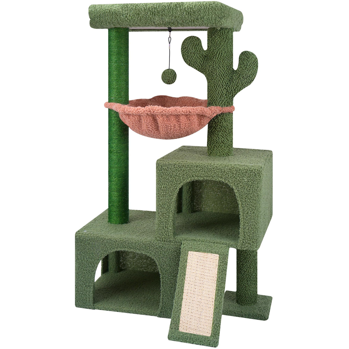AIWIKIDE cactus cat tree tower front view showcases sturdy base and vertical play space