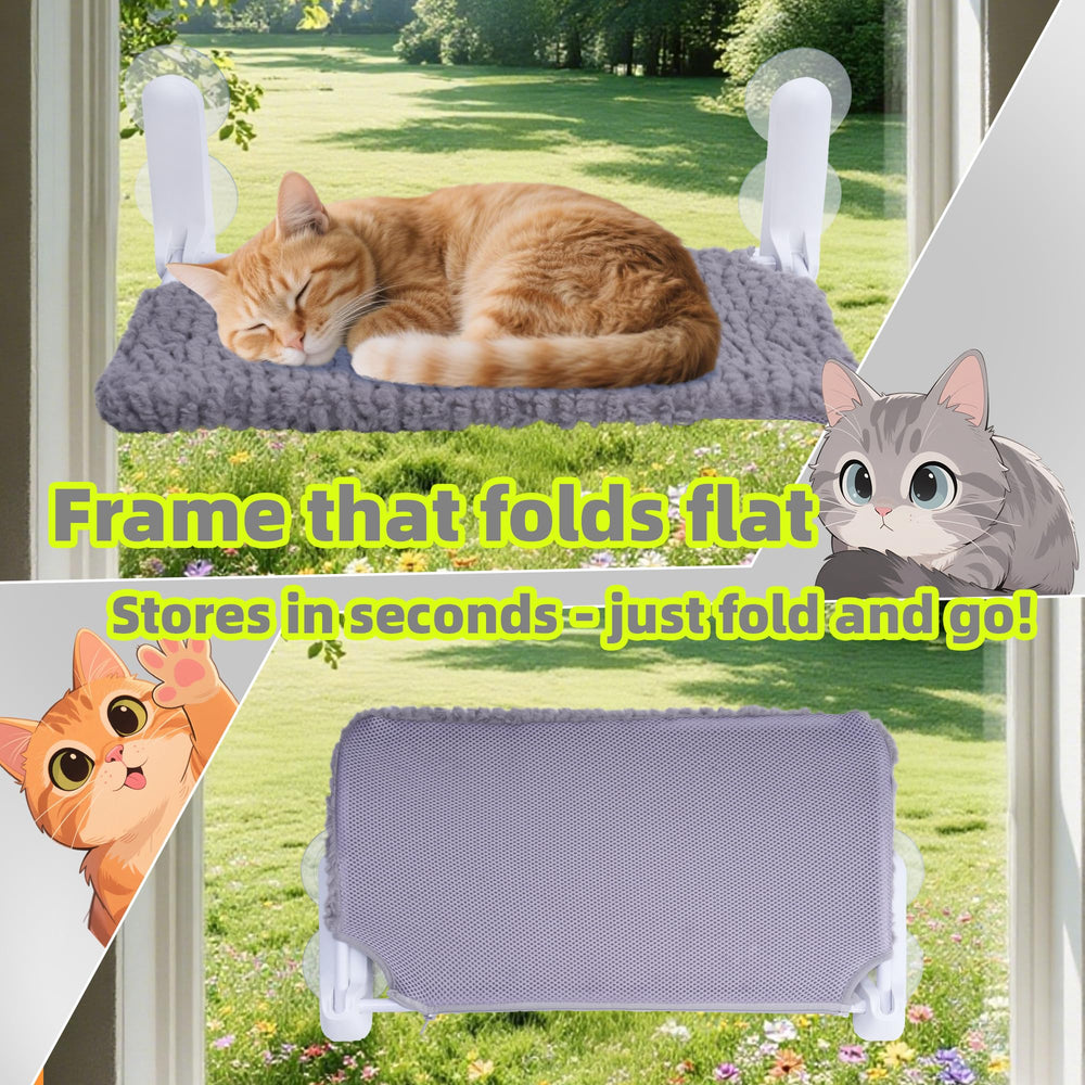 AIWIKIDE Cat Window Perch upturned edge creates a secure nap spot.