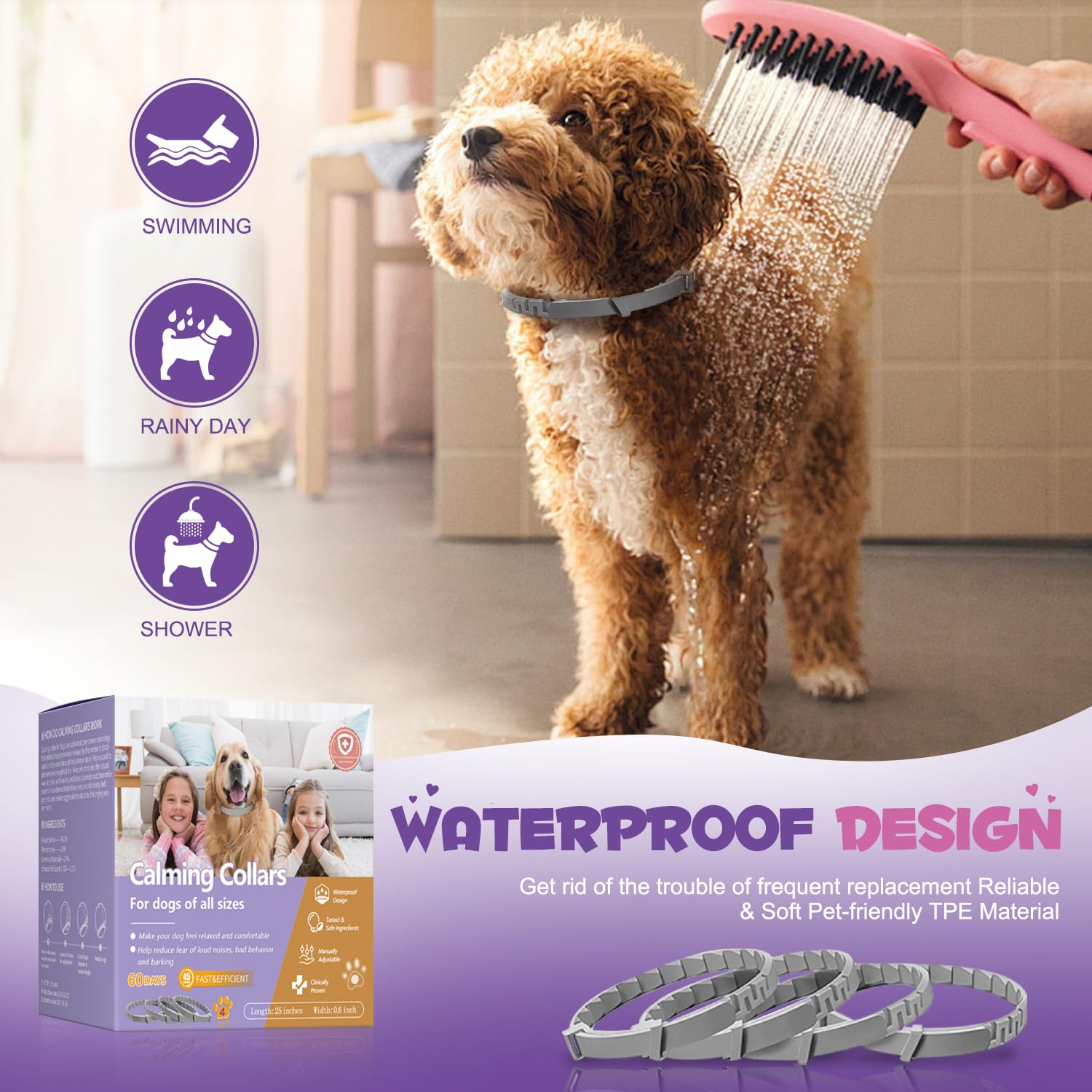 Aiwojiujiu adjustable 25-inch collar shown on a dog for comfortable fit