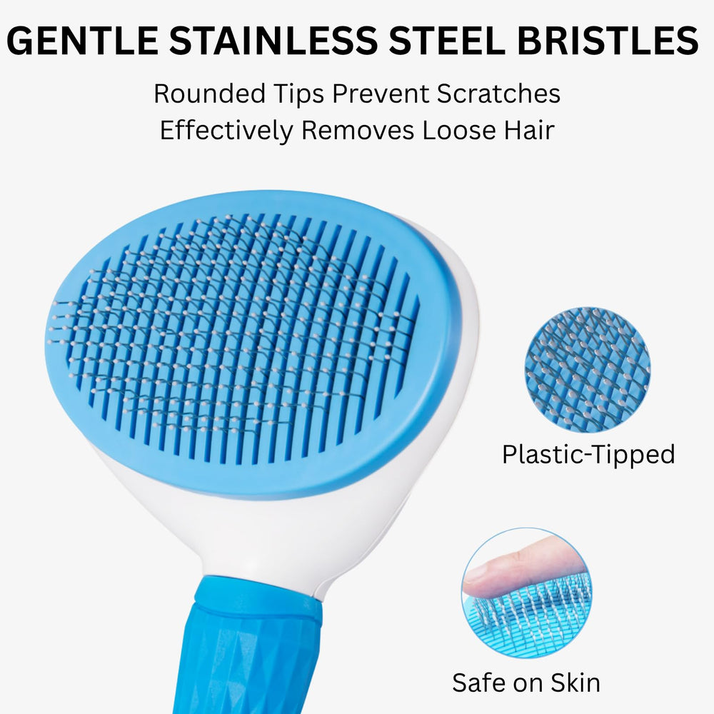 AIXINPET self-cleaning button demonstrates quick hair removal after grooming.