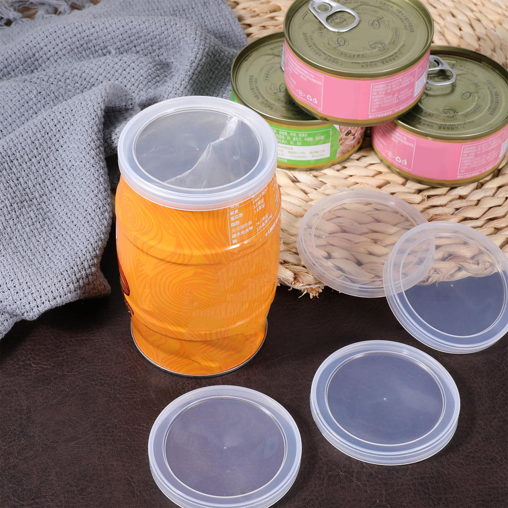 Ajcotahm universal-fit 75mm can lids shown on various cans