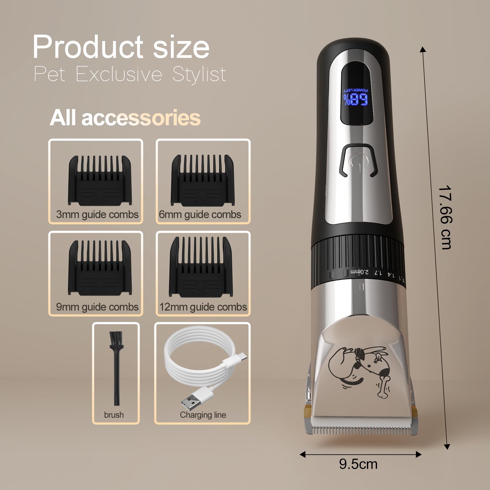 AJELU clipper kit LED battery display shows remaining power