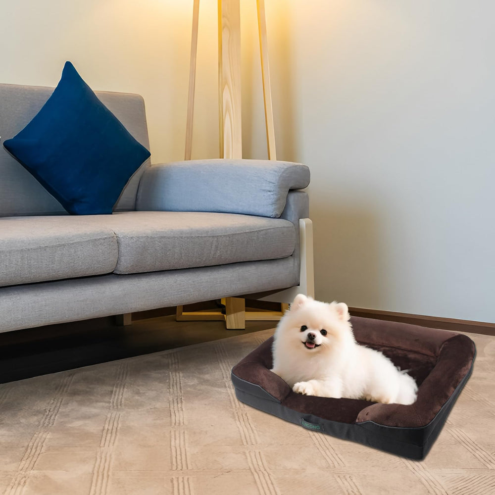 AJICONG brown fabric texture on orthopedic bed emphasizes warmth and softness.