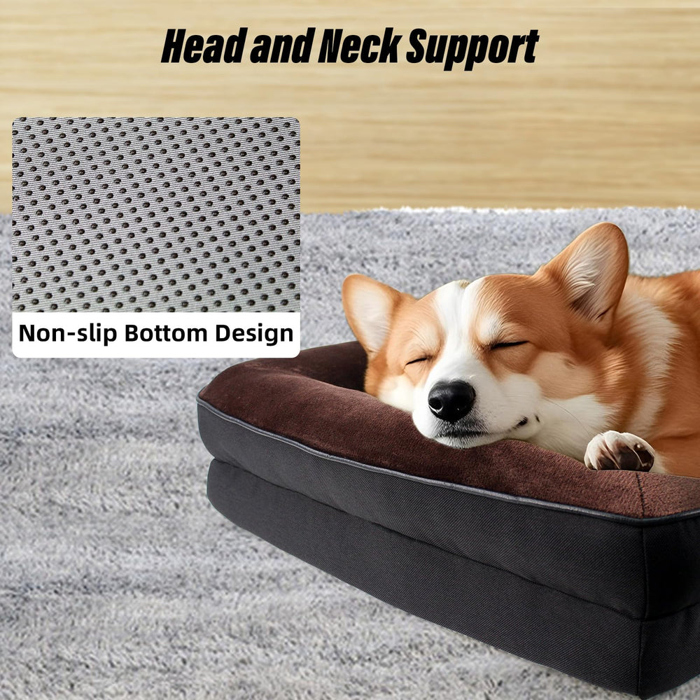 AJICONG orthoped ic dog bed removable cover closeup with visible zipper for cleaning.