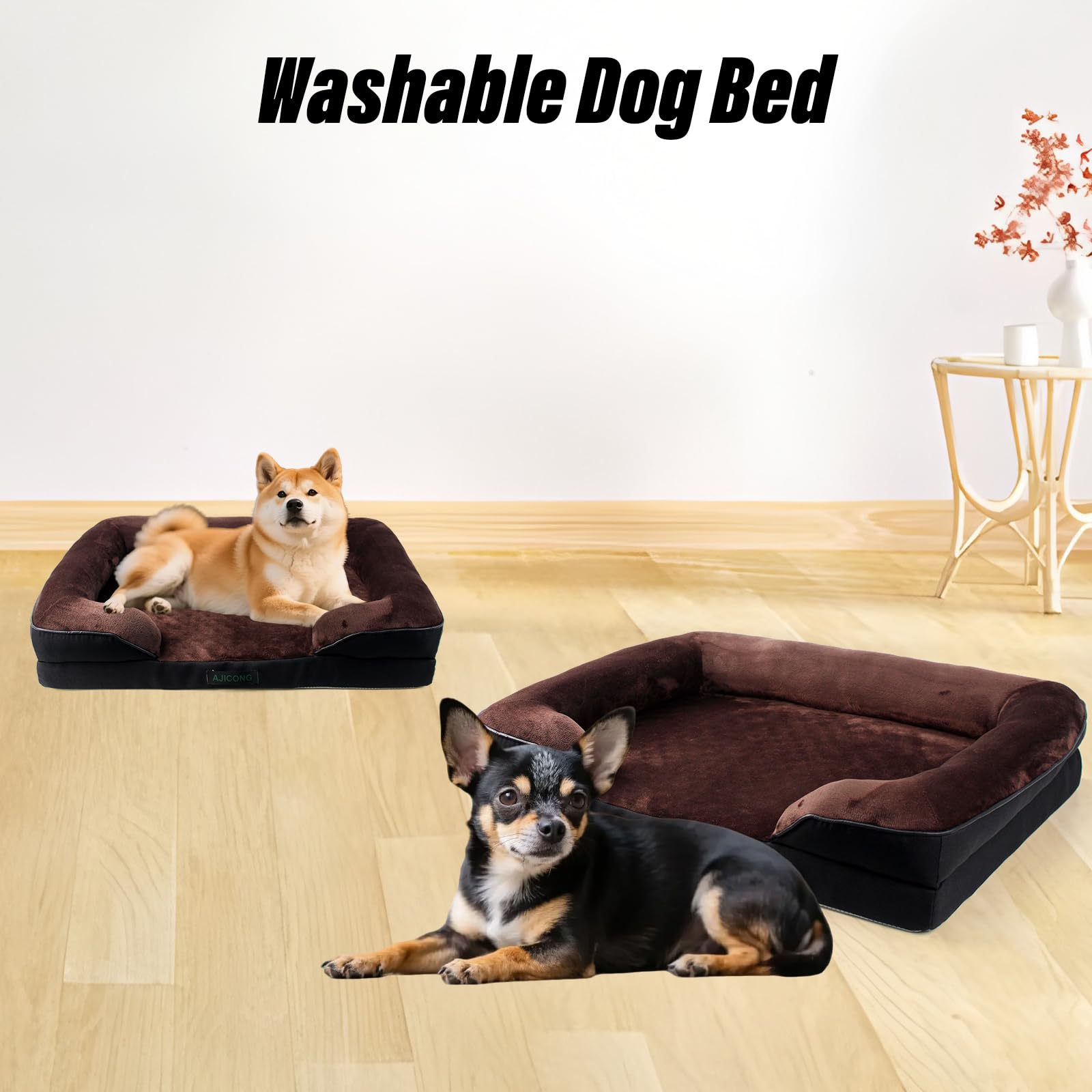 AJICONG washable cover on bed demonstrates easy cleanup and maintenance.