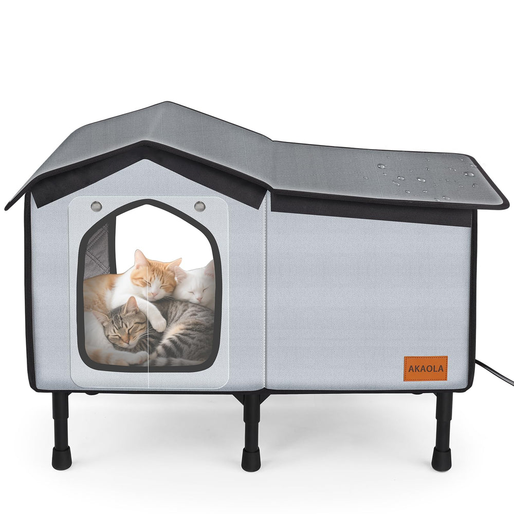 AKAOLA cat house all-season shelter offers dry, warm refuge year-round.