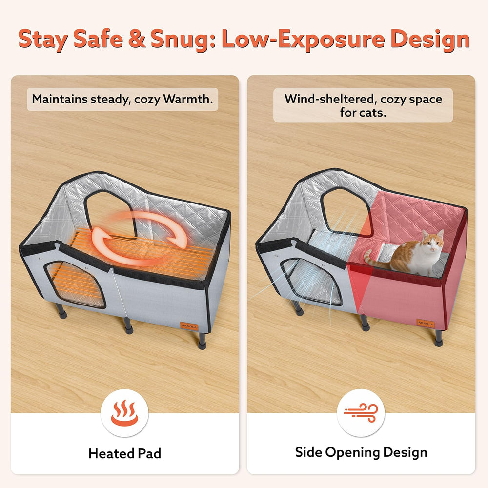 AKAOLA cat house safe escape door enables quick exits and wind protection.