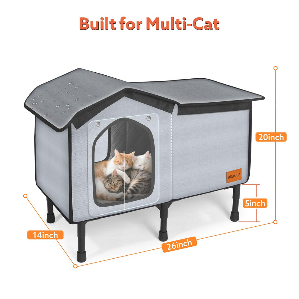 AKAOLA cat house heater on provides warm, energy-efficient shelter on cold days.