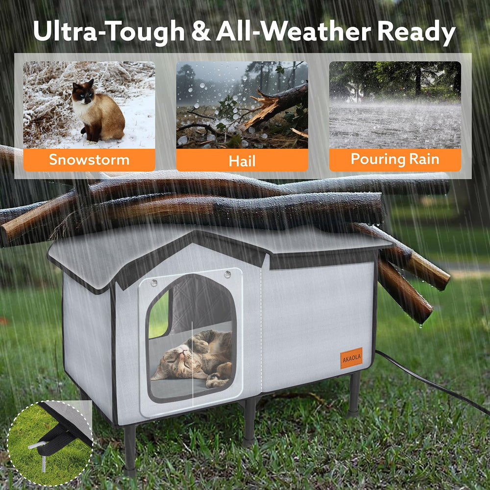 AKAOLA cat house long power cord enables flexible placement away from outlets.