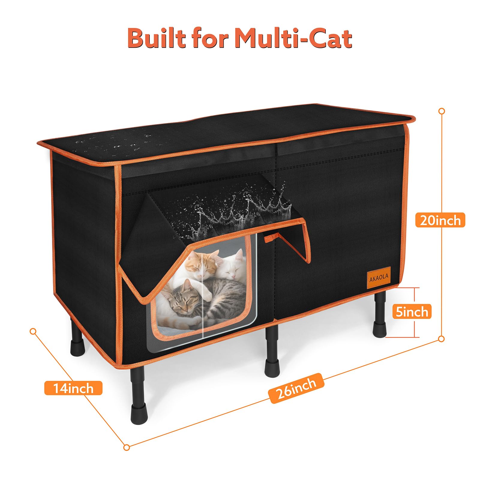 AKAOLA elevated 5-inch base keeps cats above snow and moisture.