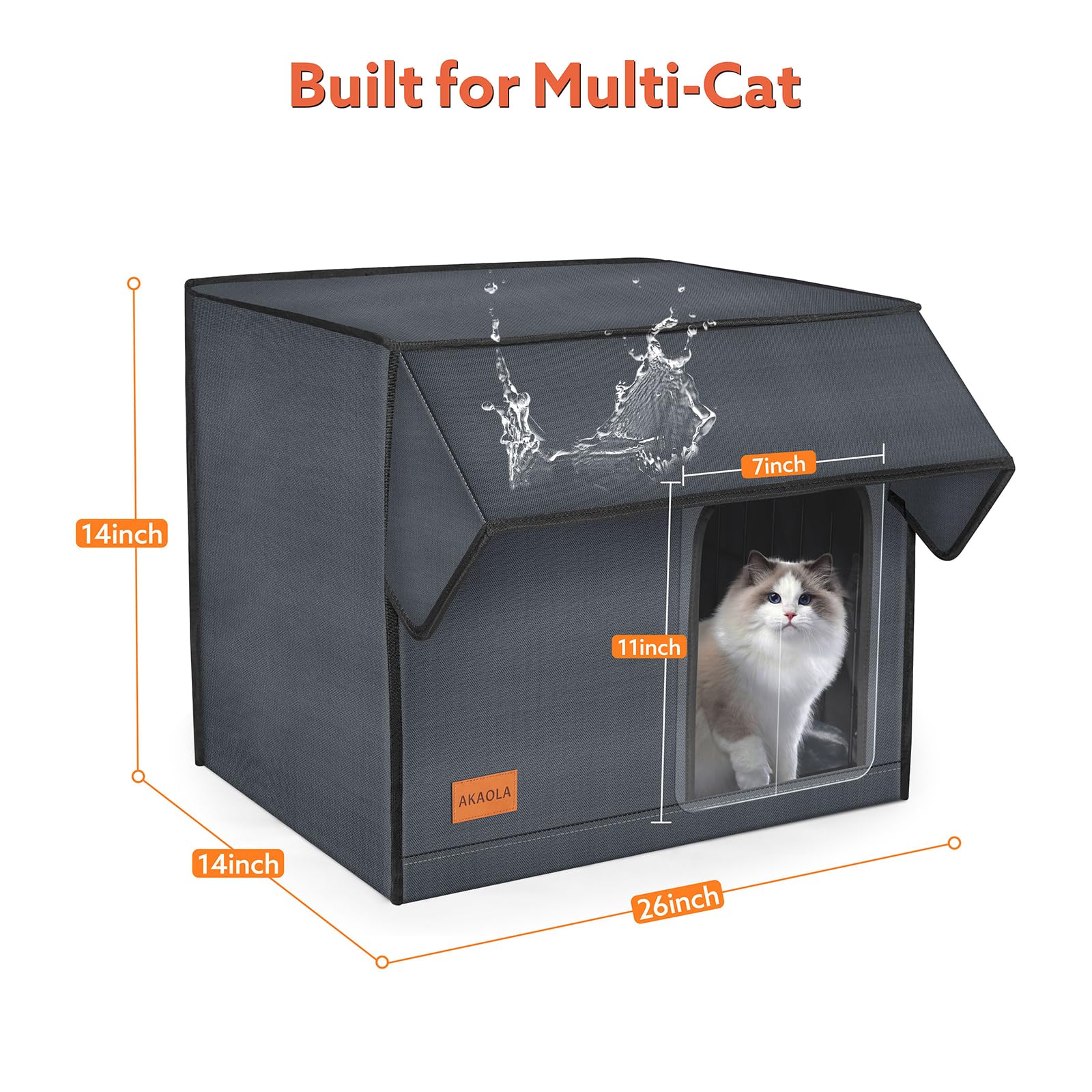 AKAOLA Large Heated Cat House easy-clean-design supports hygienic multi-cat use.
