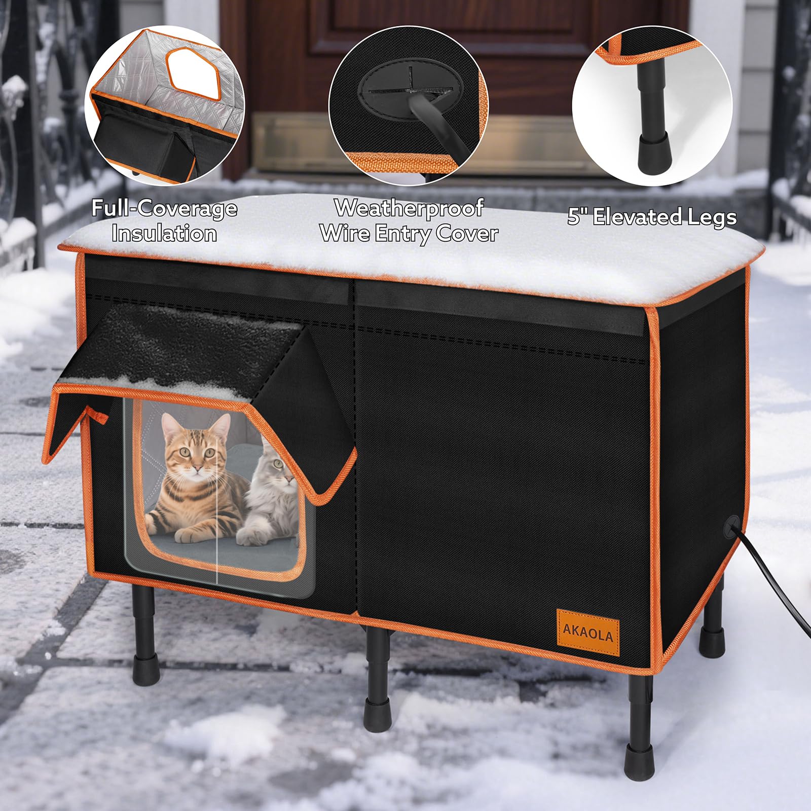 AKAOLA spacious interior fits multiple cats for shared shelter in barns or porches.