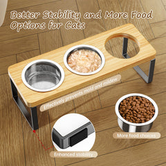 AKAOLA wooden stand provides sturdy support to prevent tipping during meals.