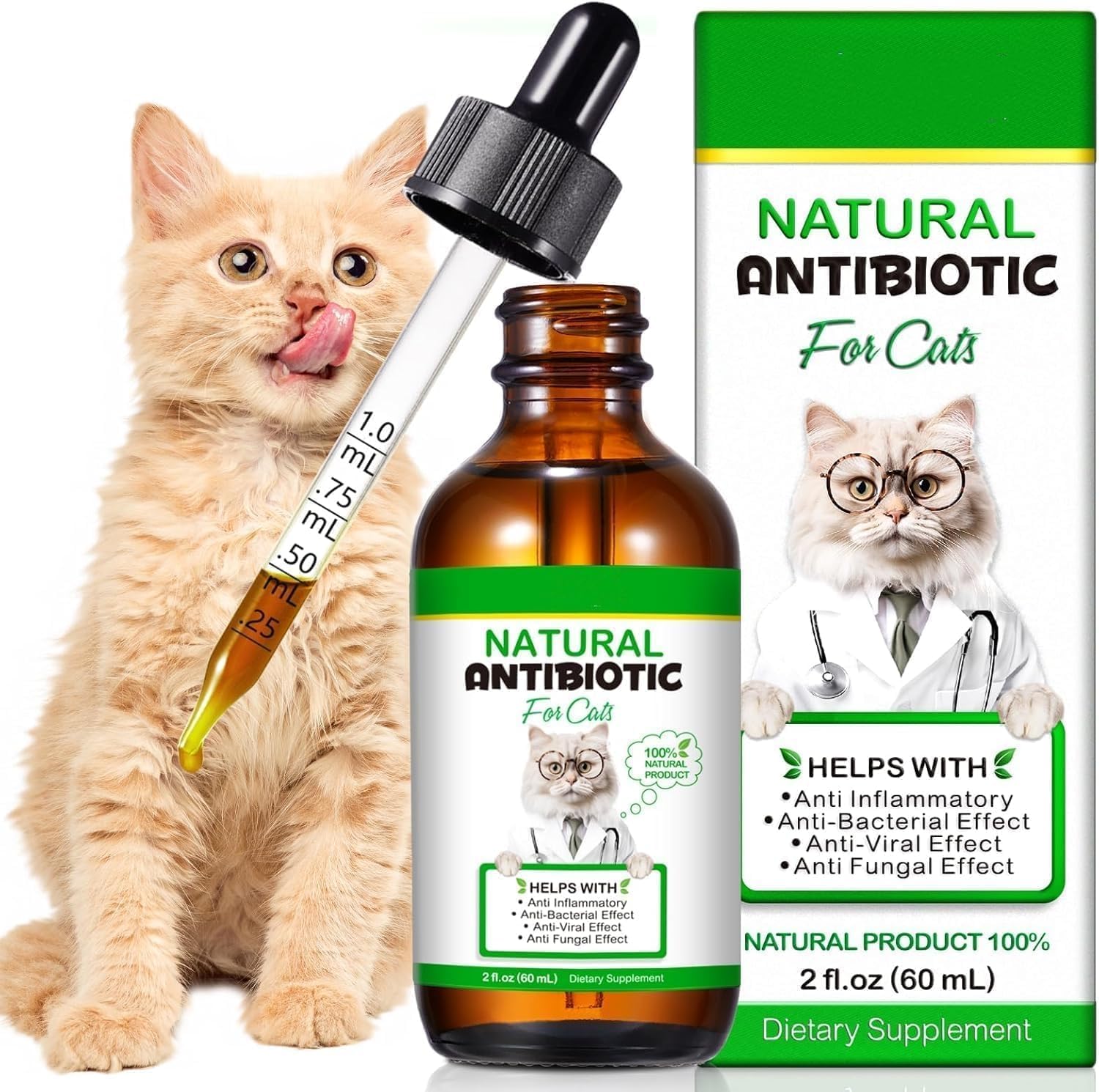 Akareni cat antibiotics liquid bottle for immune support and gentle itch relief.