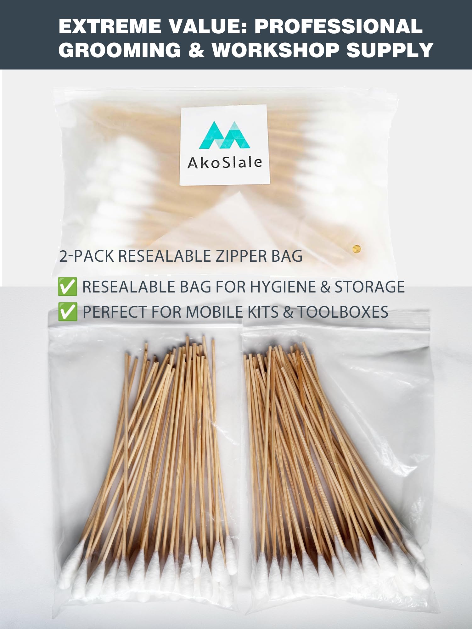 AkoSlale two-moisture-proof-bags keep swabs organized and ready.