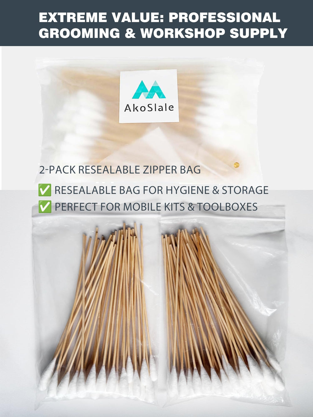 AkoSlale two-moisture-proof-bags keep swabs organized and ready.