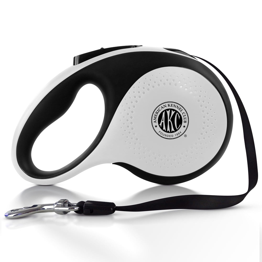 American Kennel Club retractable leash with 16.4 ft length and locked brake for controlled walks.