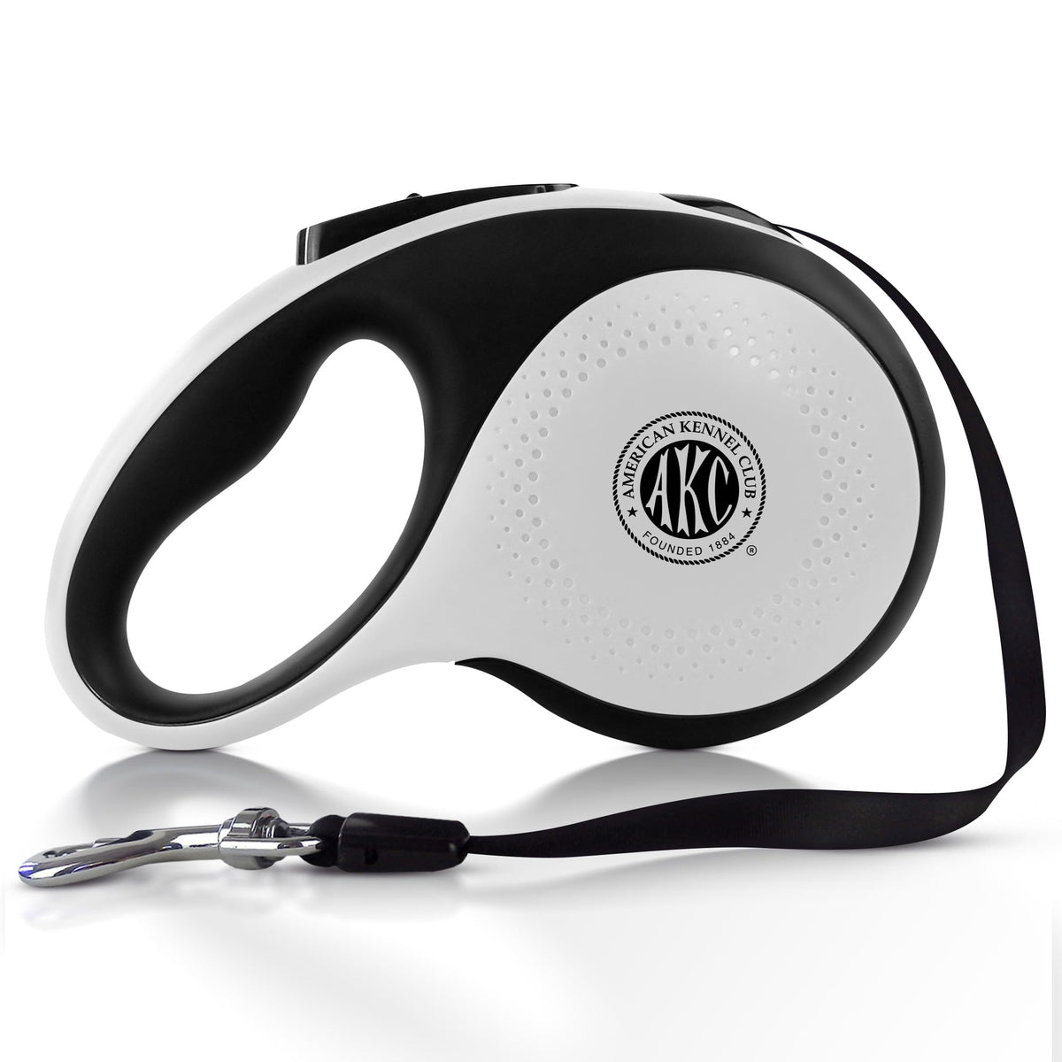American Kennel Club retractable leash with 16.4 ft length and locked brake for controlled walks.