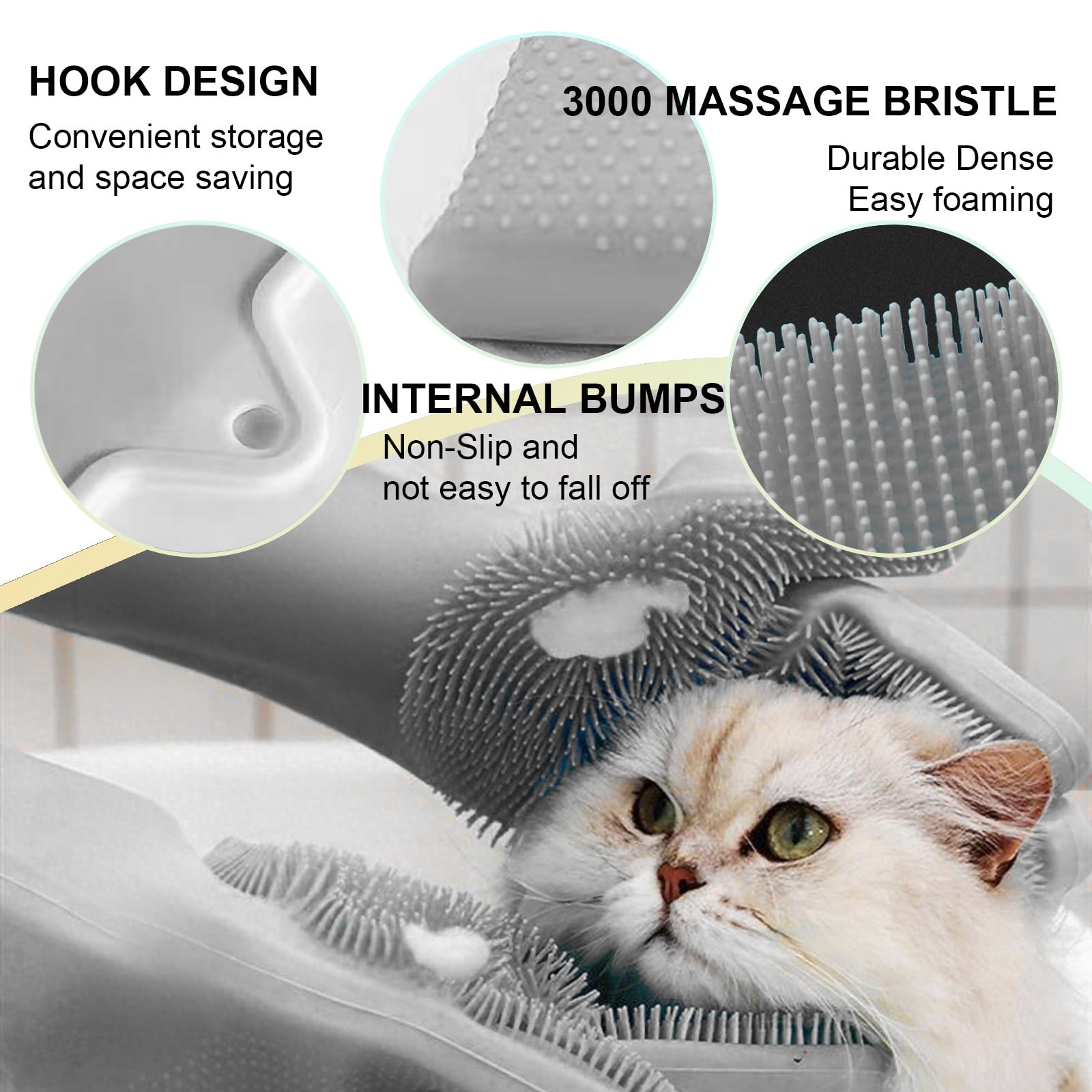 AKEISHE dog washing gloves during bath time offer dual action deshedding and cleansing.