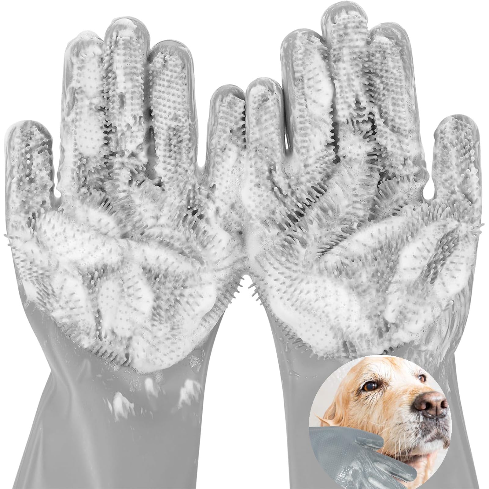 AKEISHE dog washing gloves paws deshedding for gentle fur removal and massaging touch.
