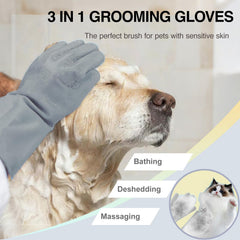 AKEISHE dog washing gloves silicone nibs provide spa-like grooming that calms pets.