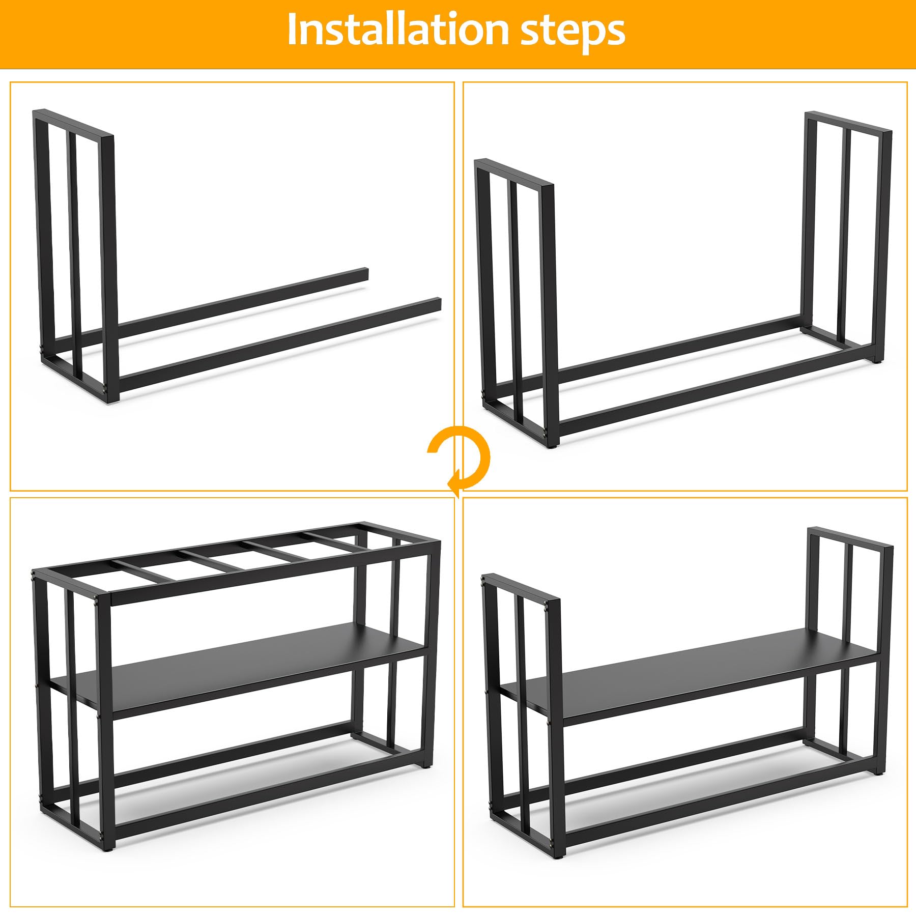 Akenow 55-75 gallon fish tank stand assembly steps image conveys easy setup.