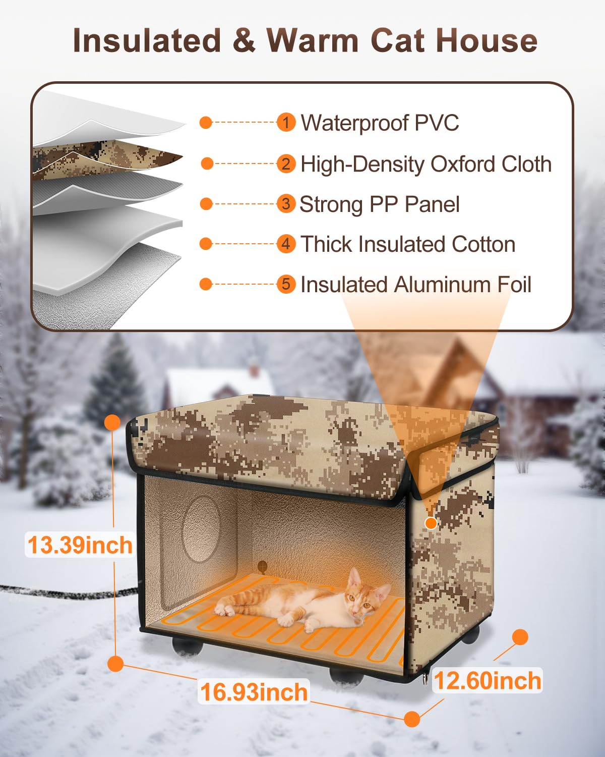 Akentio feral cat shelter with waterproof awning protects from rain and wind.