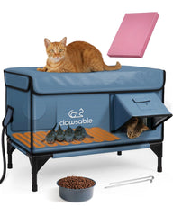 Akentio heated cat house exterior foam panel maintains warmth for outdoor cats during winter.