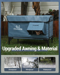Akentio heated cat house lift-top roof enables easy cleaning and adds weather protection.