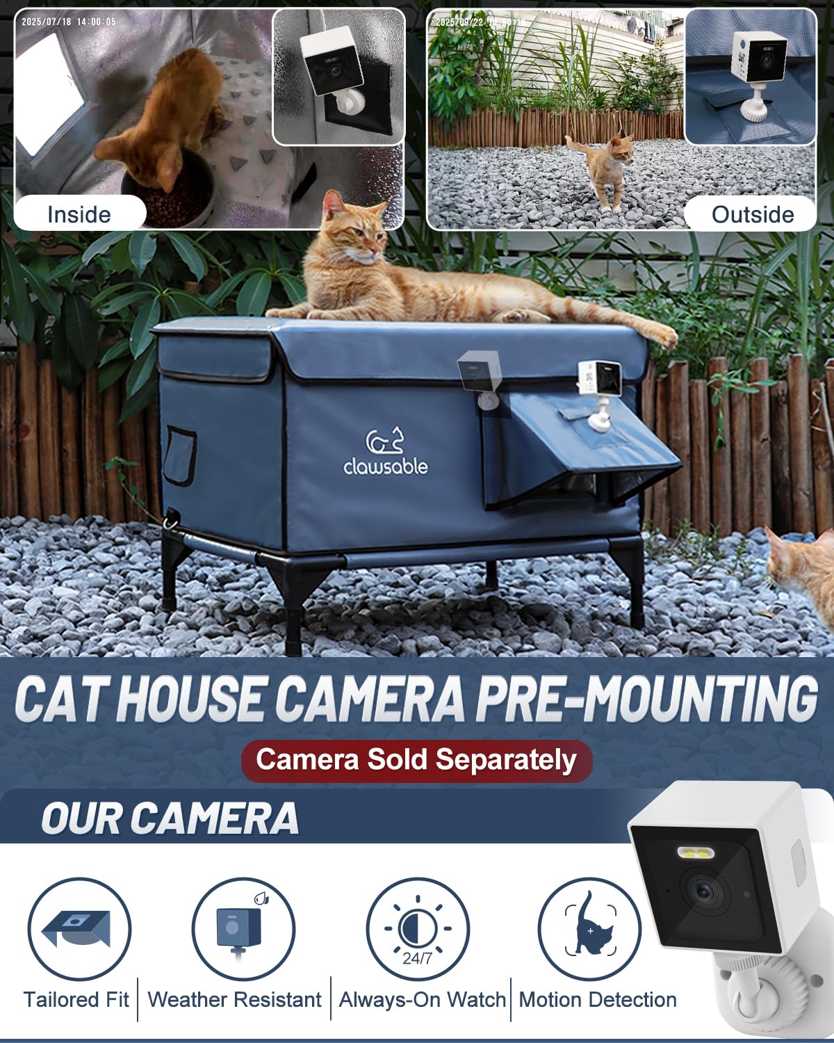Akentio heated cat house waterproof awning protects against rain and UV wear.