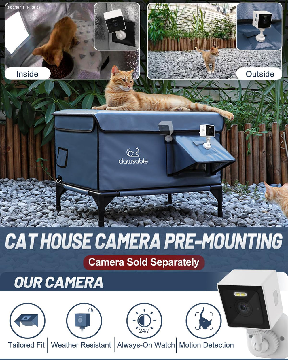 Akentio heated cat house waterproof awning protects against rain and UV wear.