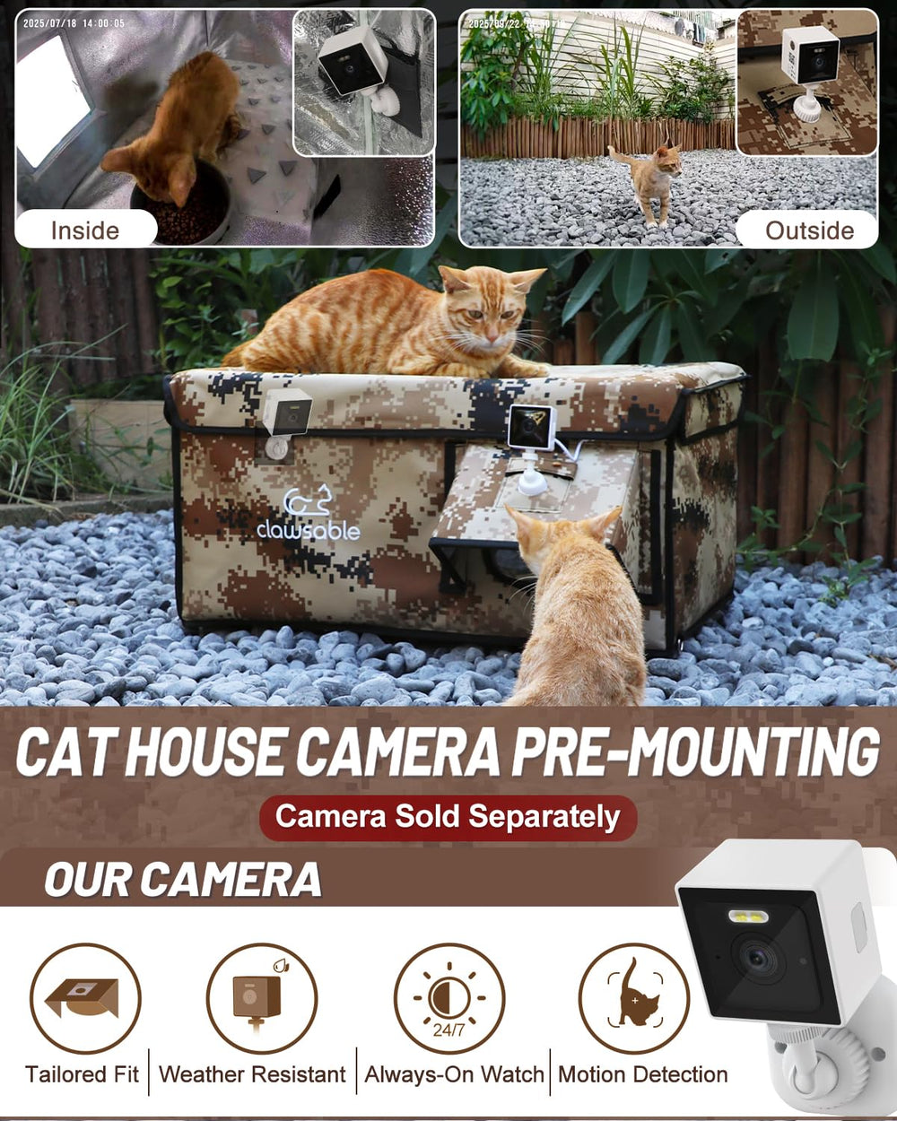 Akentio insulated cat house outside with two doors offers versatile access for cats.