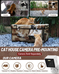 Akentio insulated cat house outside with two doors offers versatile access for cats.