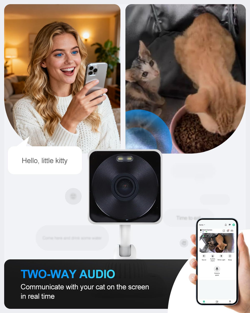 Akentio Pet Camera 2K night vision provides detail in low light.