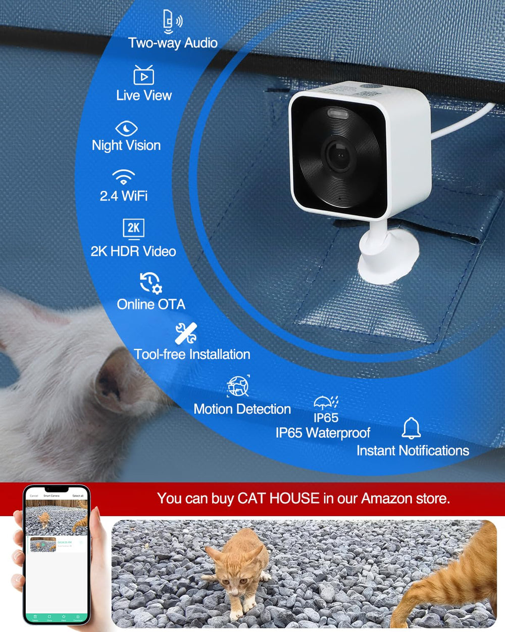 Akentio Pet Camera motion detection alerts you to nearby activity.