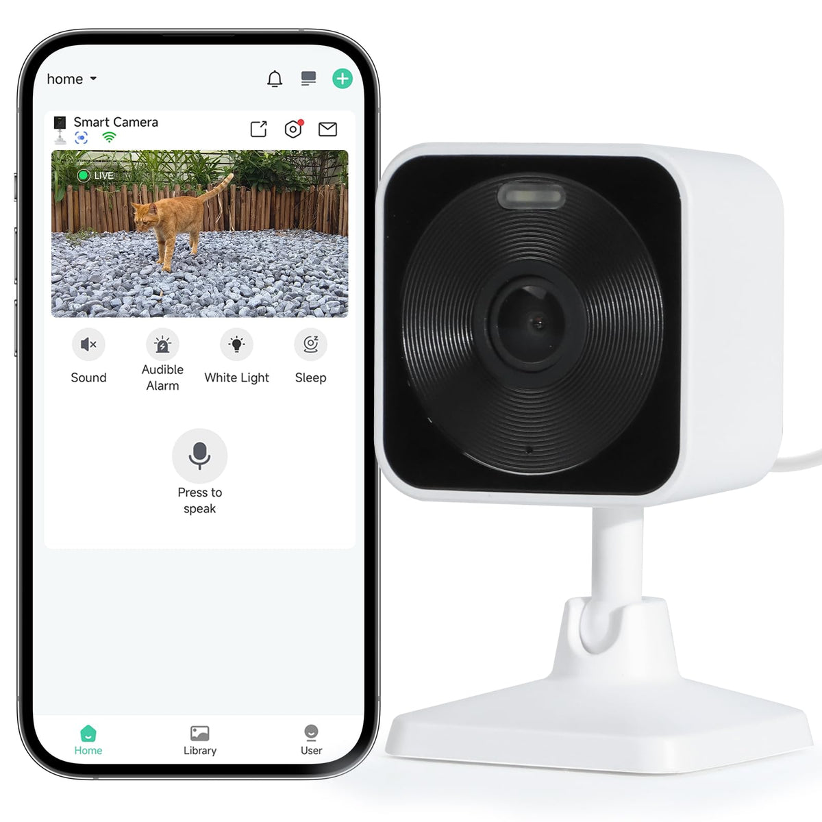 Akentio Pet Camera base mount enables easy real-time outdoor monitoring.