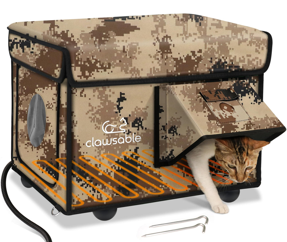 Akentio sturdy outdoor heated cat house winter provides warm shelter for chilly days.